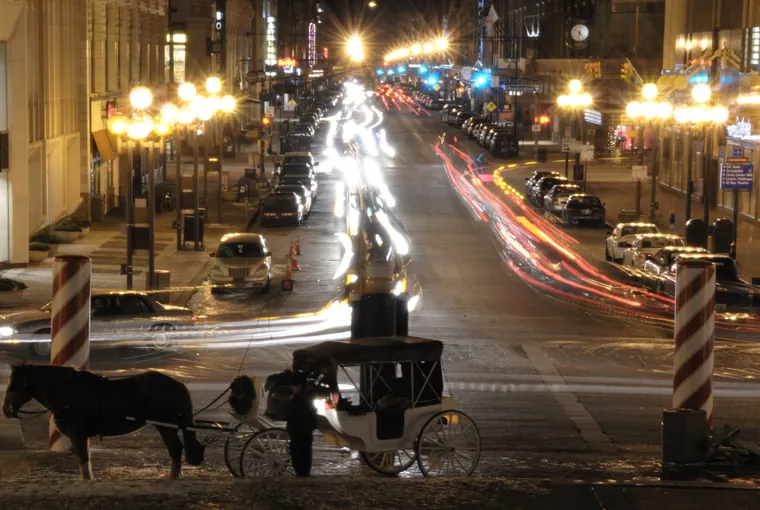 Meridian Street at Monument Circle in Indianapolis
